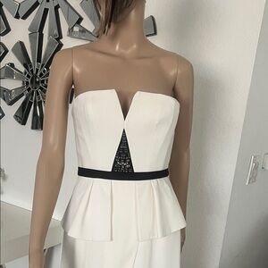 BCBGMaxAzria Strapless Cream Dress with Black Accent